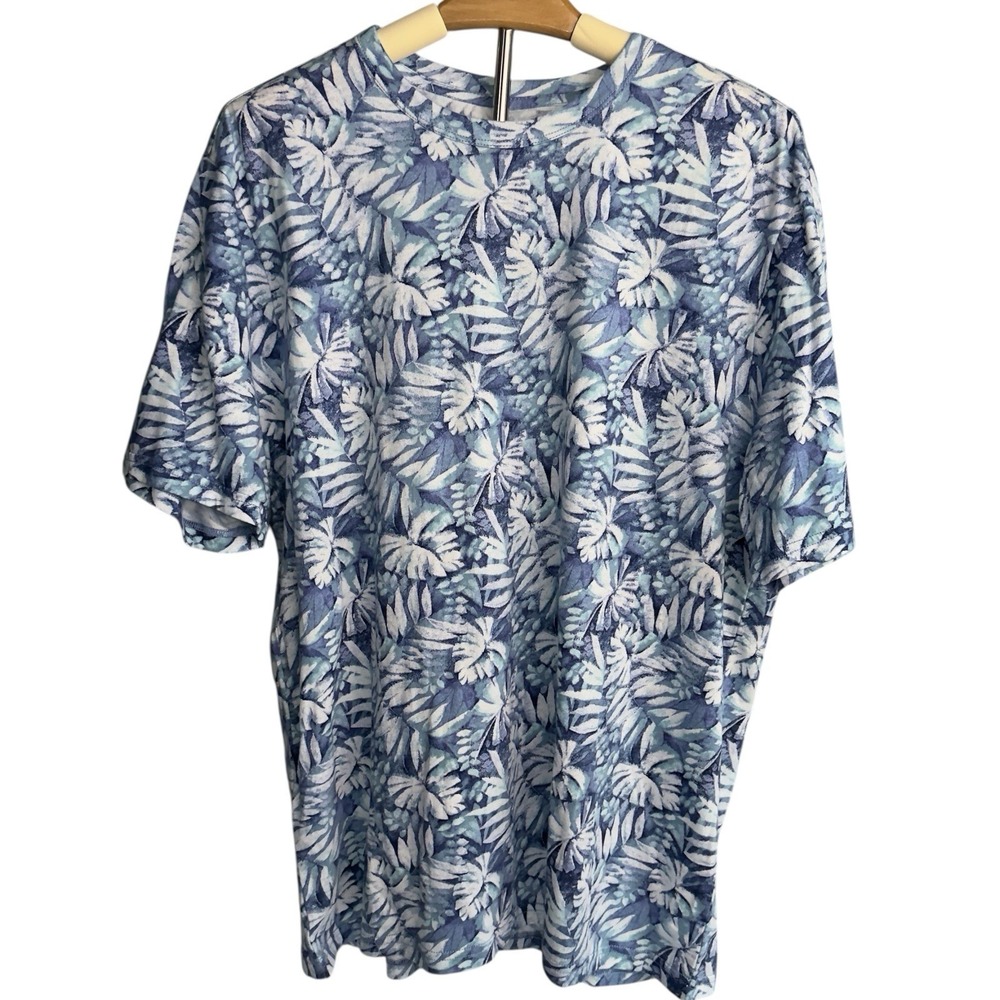 Tommy Bahama Mens‎ XL Frond Impression Tee Blue Allure Short Sleeve Tshirt NWT